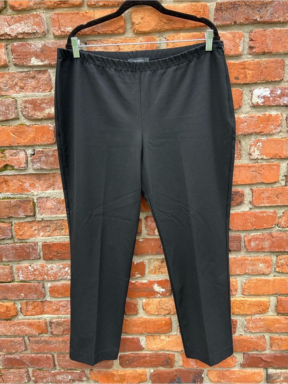 Karen Kane Essentials Black Classic Straight-Leg Pants Size 16 Side Zip